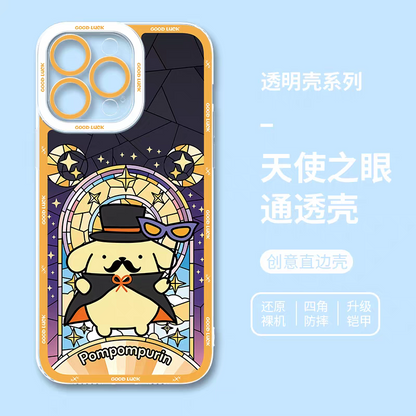 Japan Cartoon Halloween Glass Window Version | Pompompurin - iPhone Case 6 7 8 PLUS SE2 XS XR X 11 12 13 14 15 16 16e 17 Pro Promax 12mini 13mini