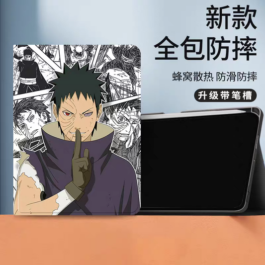Japanese Anime Naruto Ninja Comic Anime Style Protect Case with Pen Holder | Tobi - iPad Mini 4,5,6,7 / iPad Air / iPad Pro 2025 2024 2022 2021 2020 2018