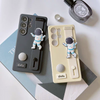 クールスタイル シリコンスマホケース スマホバーハンドル＆スタンド付き | 宇宙飛行士 月面 ホワイト＆ブラック - スマホケース Samsung Galaxy S25 S24 S23 S22 Plus Ultra