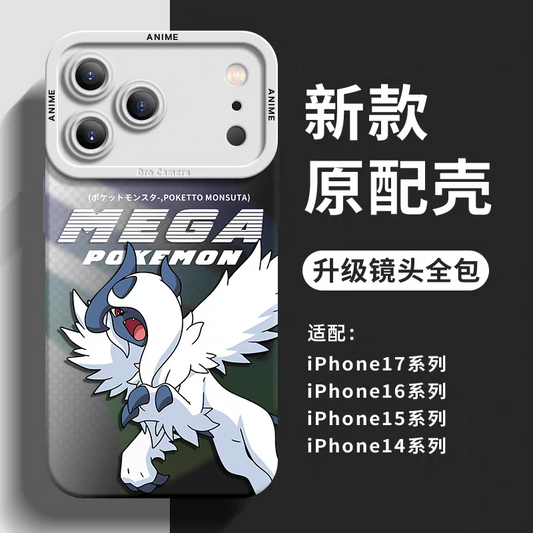 Japanese Cartoon Pokemon Silicone Case Mega Version | Absol - iPhone Case 6 7 8 PLUS SE2 XS XR X 11 12 13 14 15 16 16e 17 Pro Promax 12mini 13mini