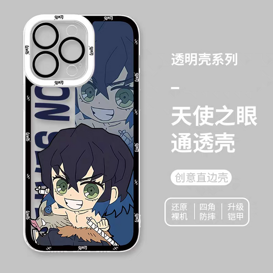 Japanese Anime Kimetsu no Yaiba Demon Slayer | Cute Style Inosuke Battle - iPhone Case 6 7 8 PLUS SE2 XS XR X 11 12 13 14 15 16 16e Pro Promax 12mini 13mini