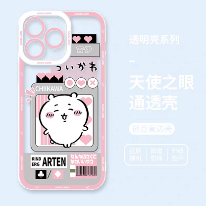 Japanese Cartoon Chiikawa | Pink Love Support Chiikawa - iPhone Case 6 7 8 PLUS SE2 XS XR X 11 12 13 14 15 16 16e 17 Pro Promax 12mini 13mini