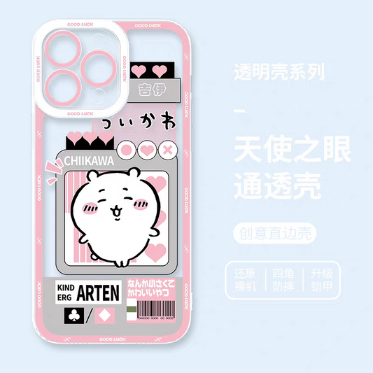 Japanese Cartoon Chiikawa | Pink Love Support Chiikawa - iPhone Case 6 7 8 PLUS SE2 XS XR X 11 12 13 14 15 16 16e 17 Pro Promax 12mini 13mini