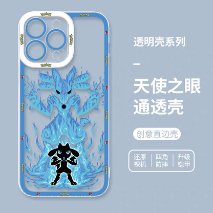 Japan Cartoon Pokemon Evolution Soul Version | Riolu Lucario - iPhone Case 6 7 8 PLUS SE2 XS XR X 11 12 13 14 15 16 16e Pro Promax 12mini 13mini
