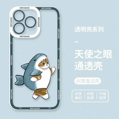 Japanese Cartoon Mofusand | Walking Shark Mofusand - iPhone Case 6 7 8 PLUS SE2 XS XR X 11 12 13 14 15 16 16e Pro Promax 12mini 13mini