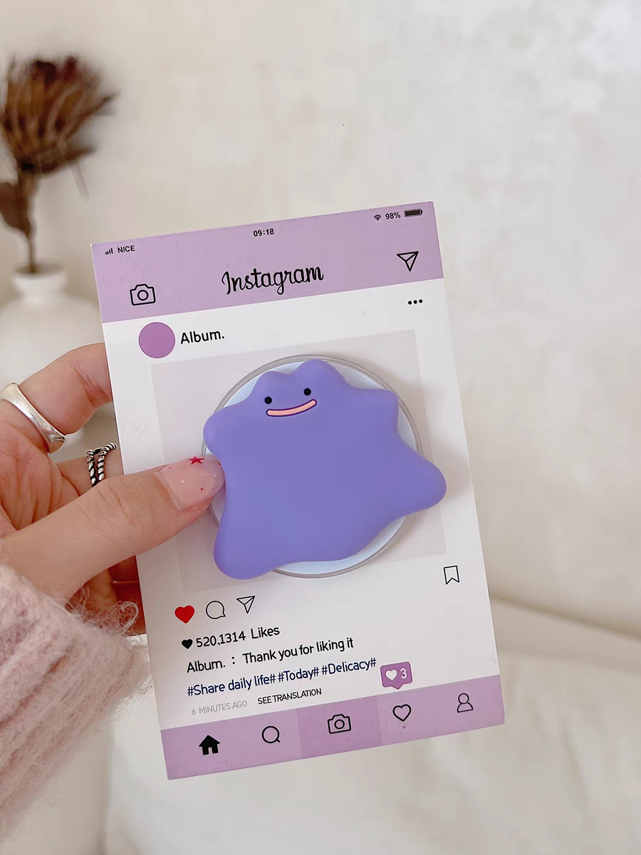 Japanese Cartoon Pokemon | Full Ditto Transparent Purple with Phone Stand - Phone Case Samsung Galaxy S25 S24 S23 S22 Ultra