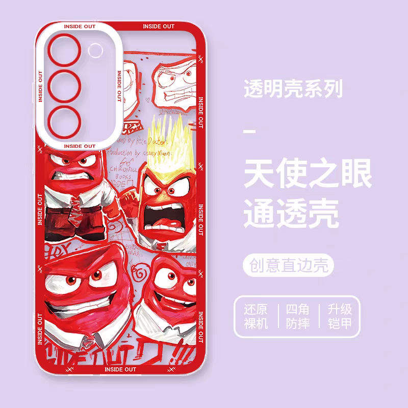 Cartoon Character Colour Inside Kids | Full Screen Red Anger - Phone Case Samsung Galaxy S25 S24 S23 S22 S21 FE Ultra