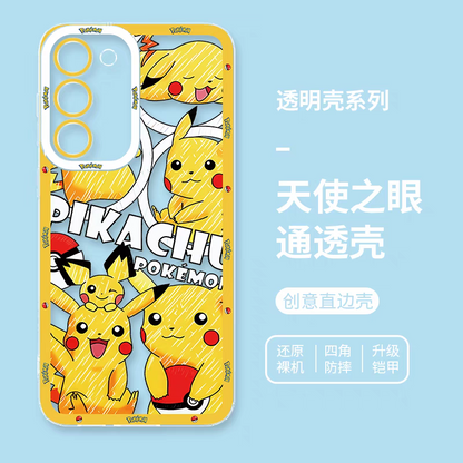 Japan Cartoon Pokemon All Drawing Version | Pikachu - Phone Case Samsung Galaxy S25 S24 S 23 S22 S21 FE Ultra Edge