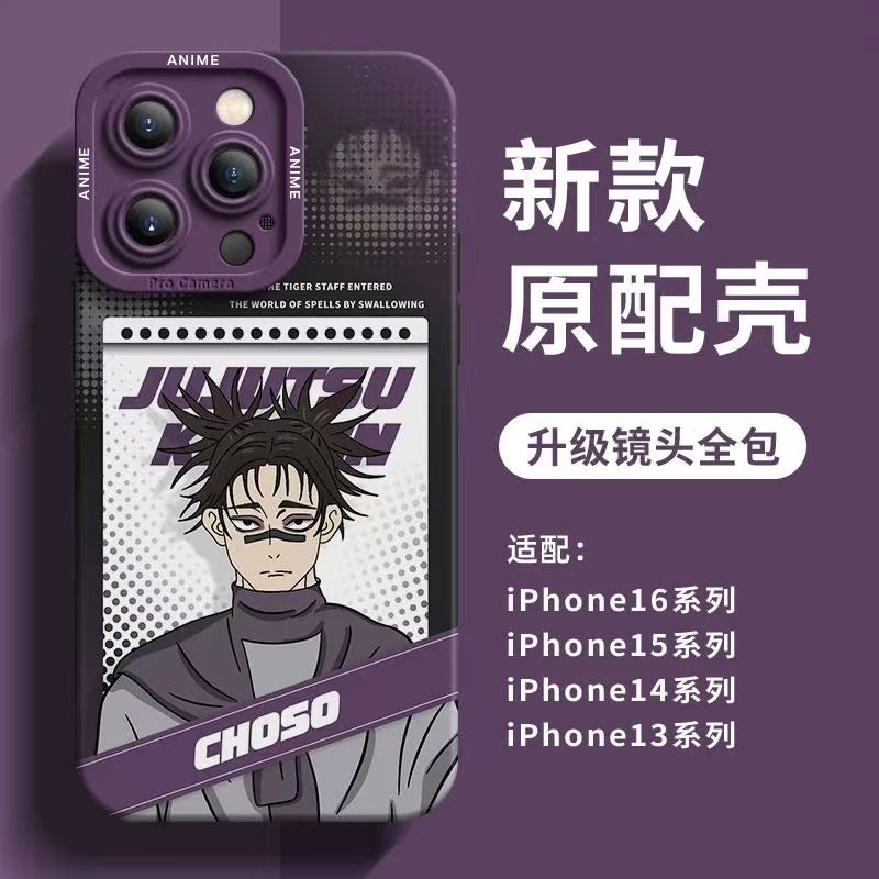 Japanese Anime Jujutsu Kaisen Silicone Case Daily Version | Miwa Yuta Toji Choso - iPhone Case PLUS SE2 XS XR X 11 12 13 14 15 16 16e 17 17e Pro Promax 12mini 13mini