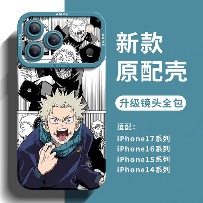Japanese Anime Jujutsu Kaisen Silicone Case Comic Background Version | Satoru Yuji Megumi Kugisaki  Geto i Nanami Inumak- iPhone Case PLUS SE2 XS XR X 11 12 13 14 15 16 16e 17 17e Pro Promax 12mini 13mini