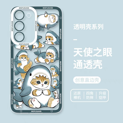 Japanese Cartoon Mofusand | Full Sceen Shark Mofusand - Phone Case Samsung Galaxy S25 S24 S23 S22 S21 FE Ultra Edge