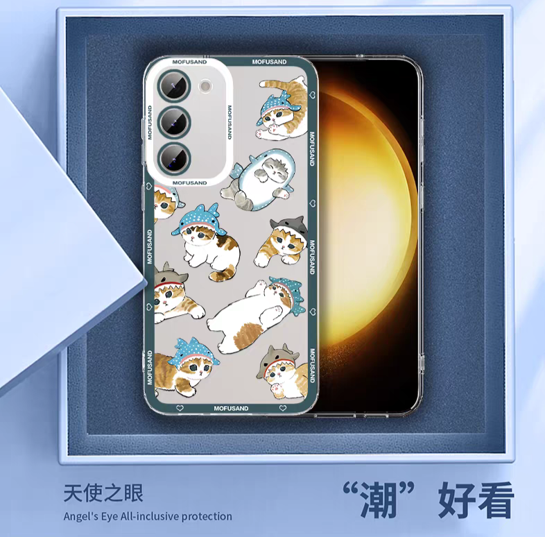 Japanese Cartoon Mofusand | Mofusand Dress Up Shark Outfits - Phone Case Samsung Galaxy S25 S24 S23 S22 S21 FE Ultra Edge - KawaiiGiftLand