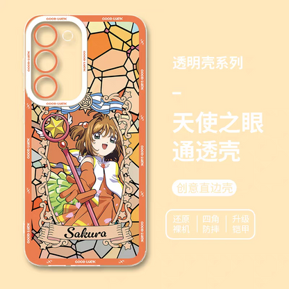 Japanese Cartoon CardCaptorSakura Glass Window | Deep Orange - Phone Case Samsung Galaxy S25 S24 S23 S22 S21 FE Ultra Edge21 FE Ultra Edge