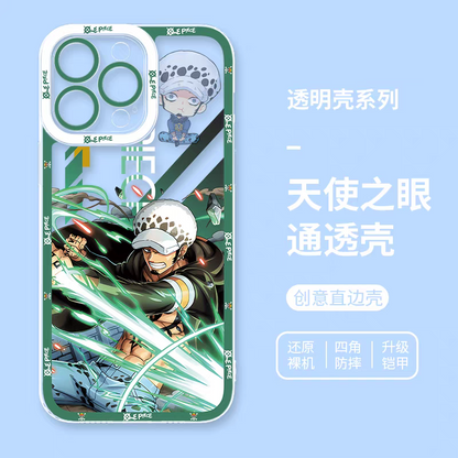 Japanese Cartoon One Piece | Trafalgar D. Water Law Fighting - Phone Case Samsung Galaxy S25 S24 S23 S22 S21 FE Ultra Edge- iPhone Case PLUS SE2 XS XR X 11 12 13 14 15 16 17 Pro Promax 12mini 13mini