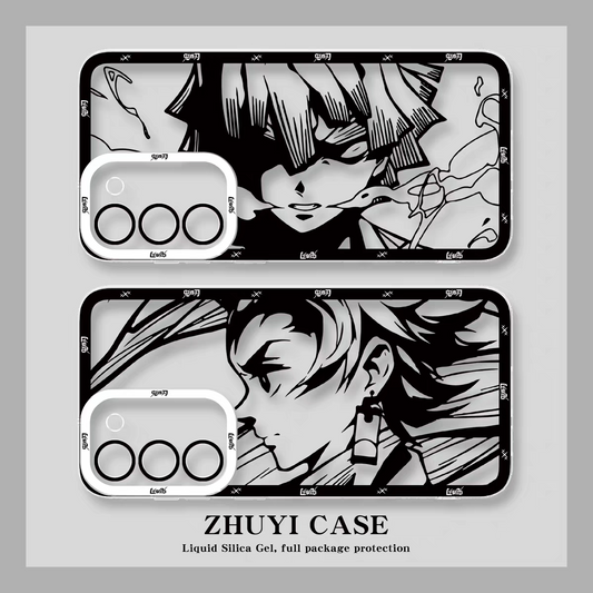 Japanese Anime Kimetsu no Yaiba Demon Slayer | White & Black Draft Style Kocho Shinobu - Phone Case Samsung Galaxy S25 S24 S23 S22 S21 FE Ultra Edge