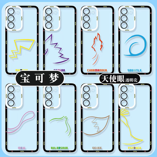 Japan Cartoon Pokemon Colourful Tail Version | Pikachu Gengar Charmander Squirtle Mew Bulbasaur Eevee Psyduck 8 Styles - Phone Case Samsung Galaxy S26 S25 S24 S23 S22 S21 FE Ultra Edge