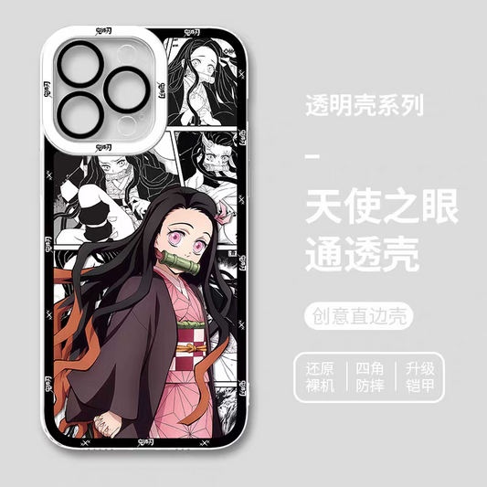 Japanese Anime Kimetsu no Yaiba Demon Slayer Comic with Anime Style | Nezuko - iPhone Case 6 7 8 PLUS SE2 XS XR X 11 12 13 14 15 16 16e 17 Pro Promax 12mini 13mini
