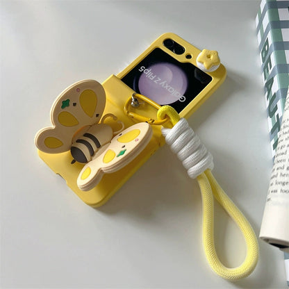 Korea Style Cute Style with Phone Stand | Elephant Bee Butterfly Ribbon - Phone Case Samsung Galaxy Z Flip 3 4 5 KawaiiGiftLand