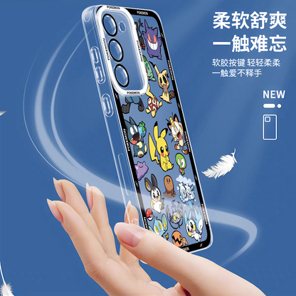 Japan Cartoon Pokemon Group Party Version | Frame & Full Screen 8 Styles - Phone Case Samsung Galaxy S26 S25 S24 S23 S22 S21 FE Ultra Edge