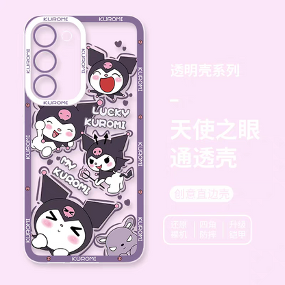 Japanese Cartoon Sanrio Friends Fun Emo Full Screen | Hello Kitty My Melody Kuromi Cinnamoroll Pompompurin Pochacco Hangyodon - Phone Case Samsung Galaxy S26 S25 S24 S23 S22 S21 FE Ultra Edge