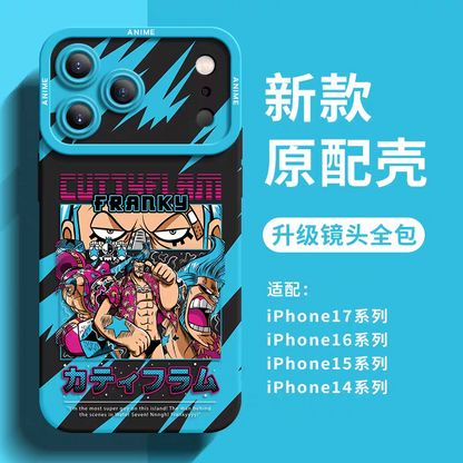 Japanese Cartoon One Piece Silicone Case Gear Forms Version | Franky - iPhone Case 6 7 8 PLUS SE2 XS XR X 11 12 13 14 15 16 16e 17 Pro Promax 12mini 13mini