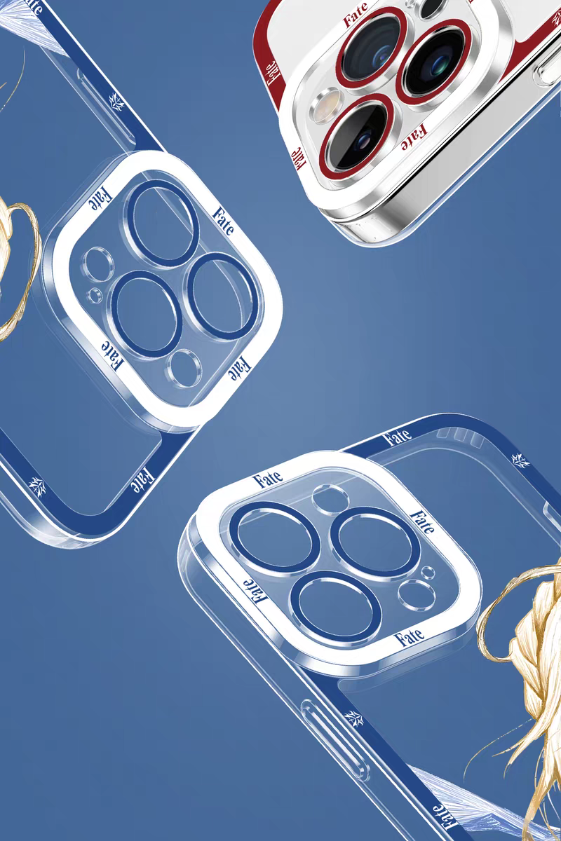 Japanese Anime Fate Stay Night Half Big Face Drawing Style | Artoria Pendragon Saber - iPhone Case 6 7 8 PLUS SE2 XS XR X 11 12 13 14 15 16 16e 17 Pro Promax 12mini 13mini