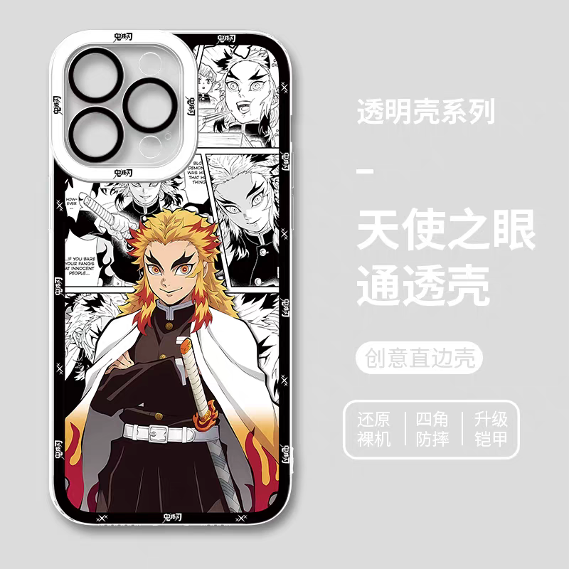 Japanese Anime Kimetsu no Yaiba Demon Slayer Comic with Anime Style | Rengoku Kyoujurou - iPhone Case 6 7 8 PLUS SE2 XS XR X 11 12 13 14 15 16 16e 17 Pro Promax 12mini 13mini- Phone Case Samsung Galaxy S25 S24 S23 S22 S21 FE Ultra Edge21 FE Ultra Edge