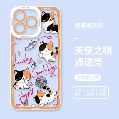 Japan Style Simple Cute Animals Style | Cats & Dogs Lucky Day 8 Styles - iPhone Case PLUS SE2 XS XR X 11 12 13 14 15 16 16e 17 17e Pro Promax 12mini 13mini