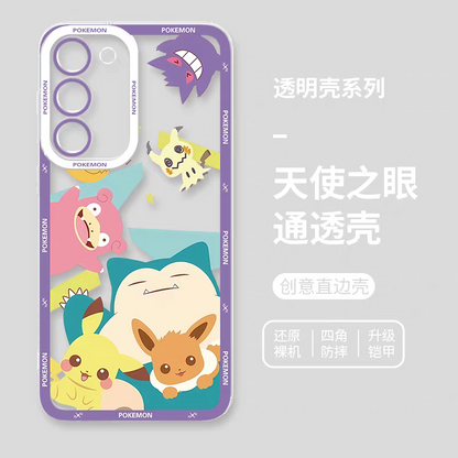 Japan Cartoon Pokemon Group Party Version | Frame & Full Screen 8 Styles - Phone Case Samsung Galaxy S26 S25 S24 S23 S22 S21 FE Ultra Edge