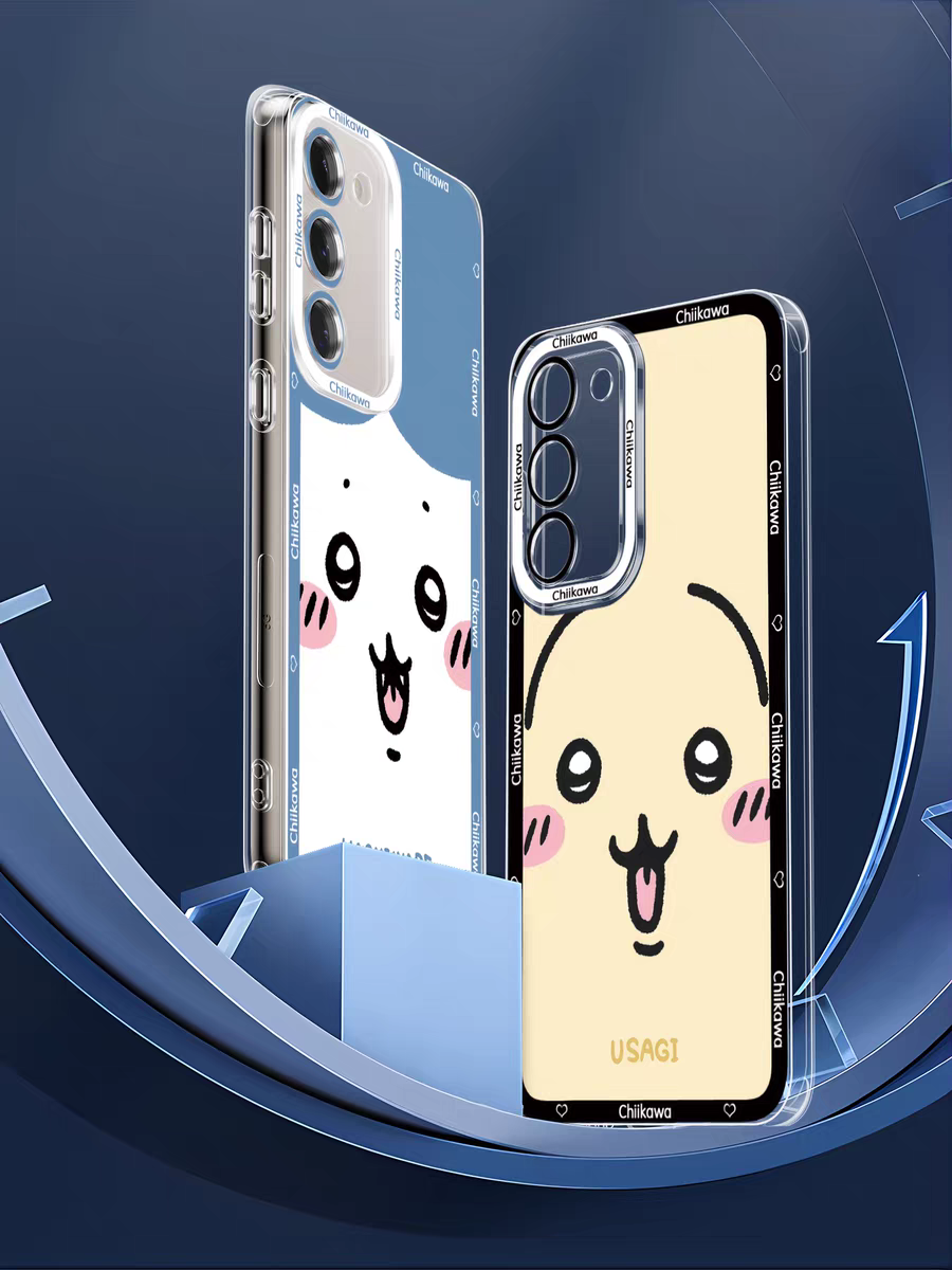 Japanese Cartoon Chiikawa Big Face | Chiikawa Hachiware Usagi Momonga Kurimanju Rakko Shisa Crab - Phone Case Samsung Galaxy S25 S24 S23 S22 S21 FE Ultra Edge