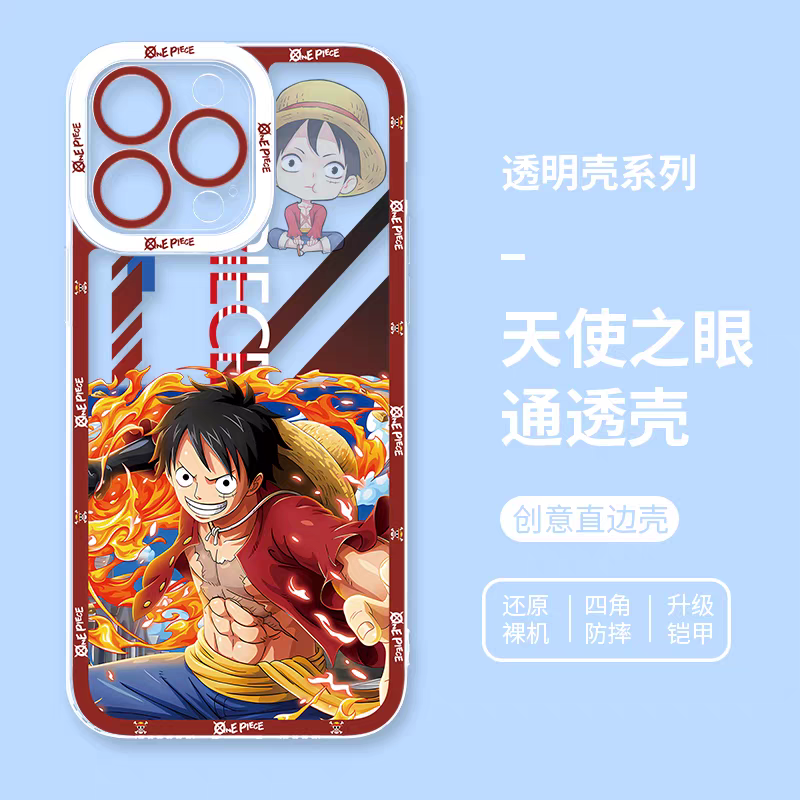 Japanese Cartoon One Piece | Monkey D Luffy Fighting - iPhone Case PLUS SE2 XS XR X 11 12 13 14 15 16 17 Pro Promax 12mini 13mini