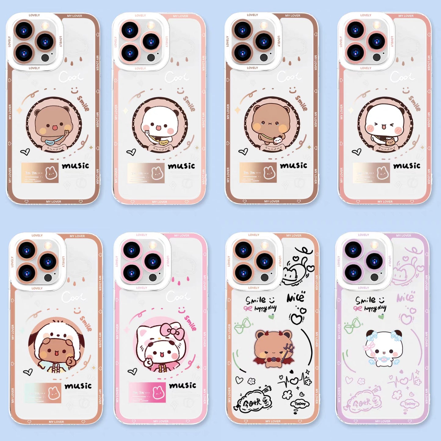 Lovely Bubu and Dudu Panda | Daily and Cute Couple 8 Styles - iPhone Case PLUS SE2 XS XR X 11 12 13 14 15 16 16e 17 17e Pro Promax 12mini 13mini