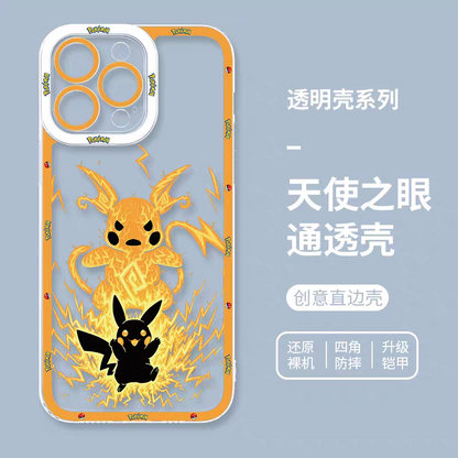 Japan Cartoon Pokemon Evolution Soul Version | Pikachu Raichu - iPhone Case 6 7 8 PLUS SE2 XS XR X 11 12 13 14 15 16 16e Pro Promax 12mini 13mini