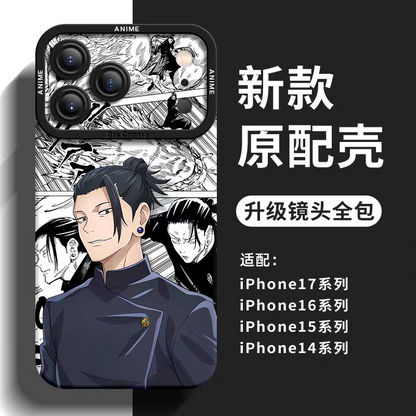 Japanese Anime Jujutsu Kaisen Silicone Case Comic Background Version | Satoru Yuji Megumi Kugisaki  Geto i Nanami Inumak- iPhone Case PLUS SE2 XS XR X 11 12 13 14 15 16 16e 17 17e Pro Promax 12mini 13mini
