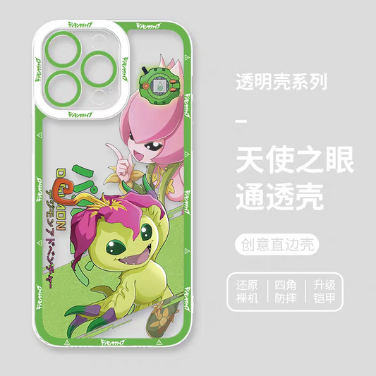 Japanese Cartoon Digimon Adventure Digital Monster Digivice Version | Palmon - iPhone Case 6 7 8 PLUS SE2 XS XR X 11 12 13 14 15 16 16e 17 Pro Promax 12mini 13mini