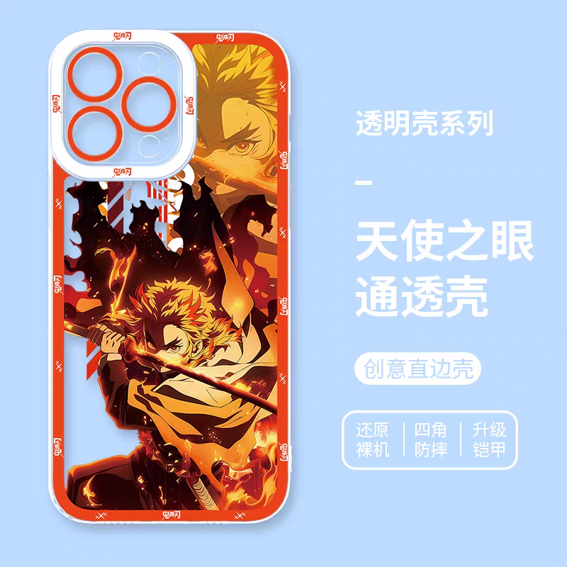 Japanese Anime Kimetsu no Yaiba Demon Slayer Anime Fighting Style | Rengoku Kyoujurou - iPhone Case 7 8 PLUS SE2 XS XR X 11 12 13 14 15 16 16e 17 Pro Promax 12mini 13mini