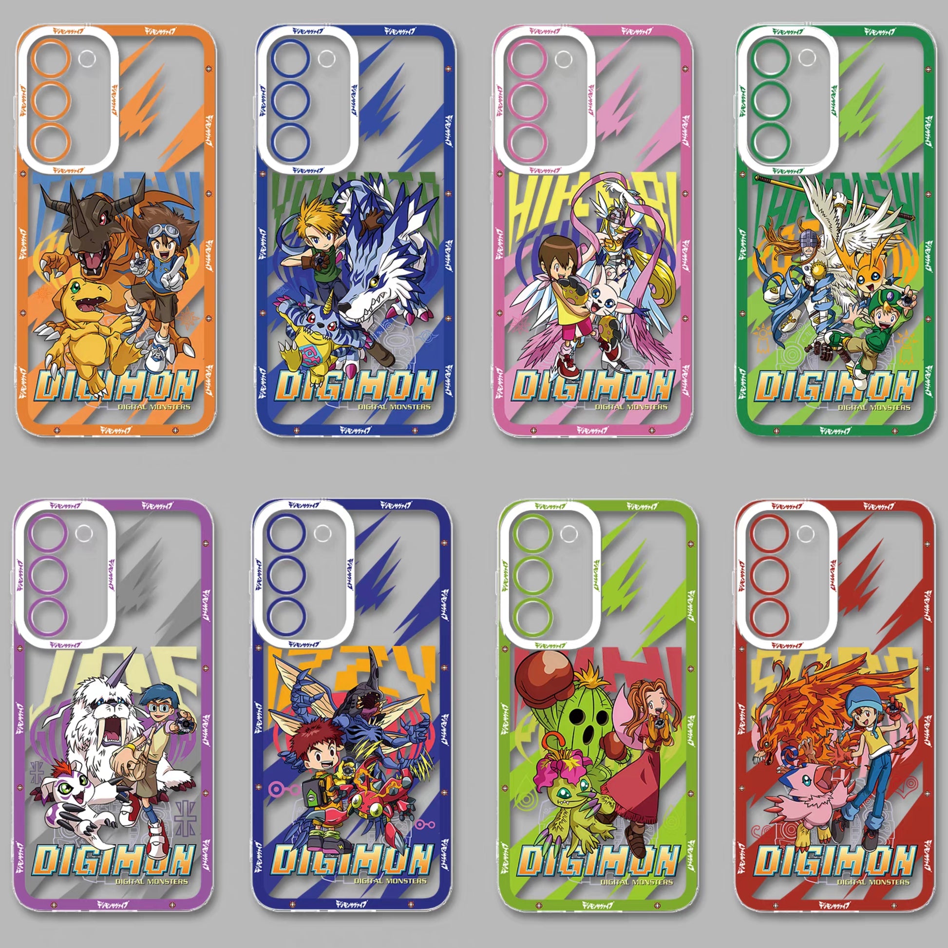 Japanese Cartoon Digimon Adventure Digital Monster Clean Case | 1st Generation 8 Characters with Digimon - Phone Case Samsung Galaxy S26 S25 S24 S23 S22 S21 FE Ultra Edge