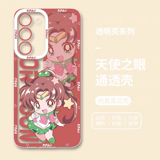 Japanese Cartoon Sailor Girl | Cute Style Sailor Jupiter - Sailormoon Phone Case Samsung Galaxy S25 S24 S23 S22 S21 FE Ultra Edge21 FE Ultra Edge