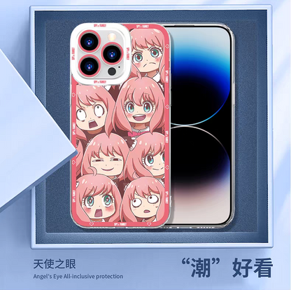 Japan Cartoon SPY Family Anya Forger | Kawaii Face - iPhone Case PLUS SE2 XS XR X 11 12 13 14 15 16 17 Pro Promax 12mini 13mini