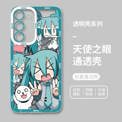 Japan Characters Miku Cute Drawing Version | Yeah with Cat - Phone Case Samsung Galaxy S25 S24 S23 S22 S21 FE Ultra Edge