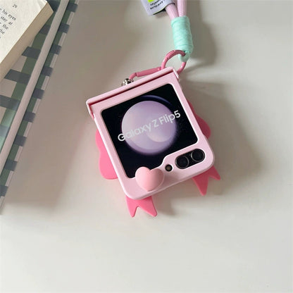 Korea Style Cute Style with Phone Stand | Elephant Bee Butterfly Ribbon - Phone Case Samsung Galaxy Z Flip 3 4 5 KawaiiGiftLand