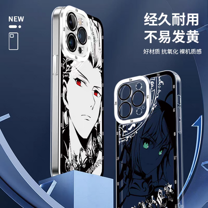 Japanese Anime Fate Stay Night Black Drawing with Colour Eyes Style | Mordred - iPhone Case 7 8 PLUS SE2 XS XR X 11 12 13 14 15 16 16e 17 17e Pro Promax 12mini 13mini