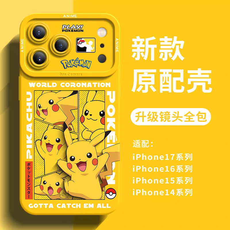 Japanese Cartoon Pokemon Silicone Case World Coronation | Pikachu - iPhone Case 6 7 8 PLUS SE2 XS XR X 11 12 13 14 15 16 16e 17 Pro Promax 12mini 13mini