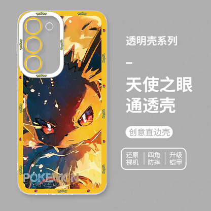 Japan Cartoon Pokemon Fighting Soul Version Part1 | Pikachu Gengar Eevee Charmander Mewtwo Squirtle Psyduck Lucario 8 Styles - Phone Case Samsung Galaxy S26 S25 S24 S23 S22 S21 FE Ultra Edge