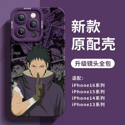 Japanese Cartoon Naruto Silicone Case Comic Anime Style | Uchiha Obito - iPhone Case 6 7 8 PLUS SE2 XS XR X 11 12 13 14 15 16 16e 17 Pro Promax 12mini 13mini