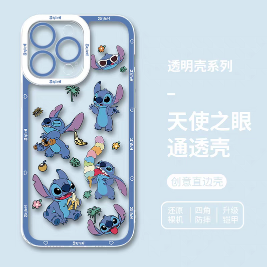 Cute Cartoon Stitch | 6 Summer Stitch - iPhone Case PLUS SE2 XS XR X 11 12 13 14 15 16 17 Pro Promax 12mini 13mini