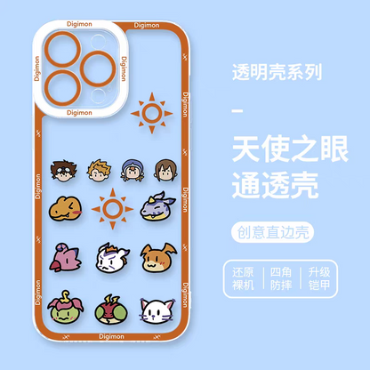 Anime Digimon Digital Monster Full Screen Colourful Verson | Icon Characters & Monster - iPhone Case 7 8 PLUS SE2 XS XR X 11 12 13 14 15 16 16e 17 Pro Promax 12mini 13mini