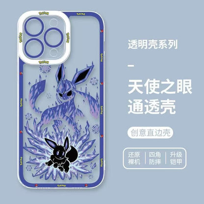 Japan Cartoon Pokemon Evolution Soul Version | Eevee Glaceon - Phone Case Samsung Galaxy S25 S24 S23 S22 S21 FE Ultra Edge- iPhone Case 6 7 8 PLUS SE2 XS XR X 11 12 13 14 15 16 16e Pro Promax 12mini 13mini