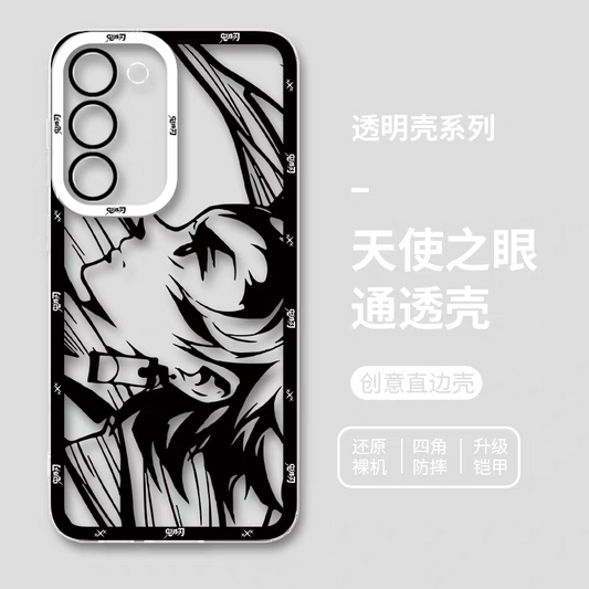 Japanese Anime Kimetsu no Yaiba Demon Slayer | White & Black Draft Style Tanjiro - Phone Case Samsung Galaxy S25 S24 S23 S22 S21 FE Ultra Edge