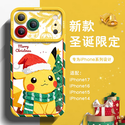 Japanese Cartoon Pokemon Silicone Case Christmas Version | Pikachu Bulbasaur Charmander Squartle Eevee Psyduck Genger Snorlax - iPhone Case 6 7 8 PLUS SE2 XS XR X 11 12 13 14 15 16 16e 17 Pro Promax 12mini 13mini